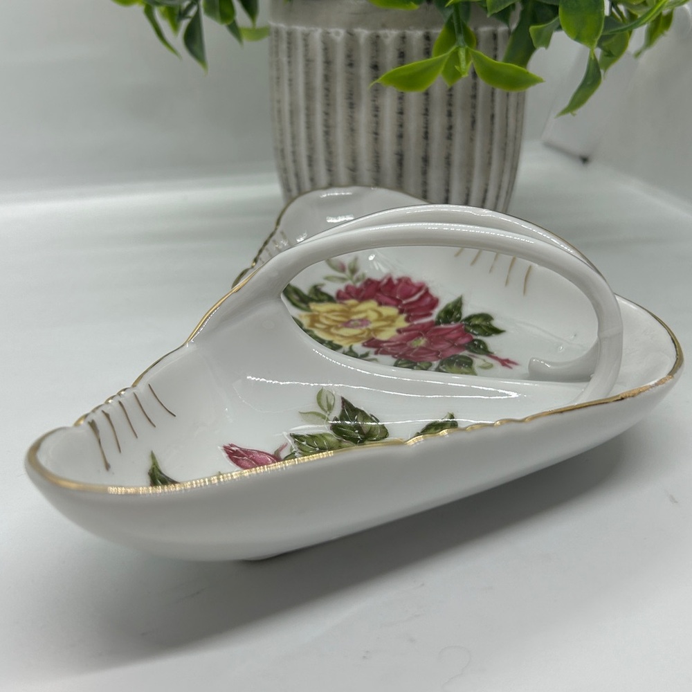 Floral Ceramic Dish with Gold Accent - Picture 4 of 14